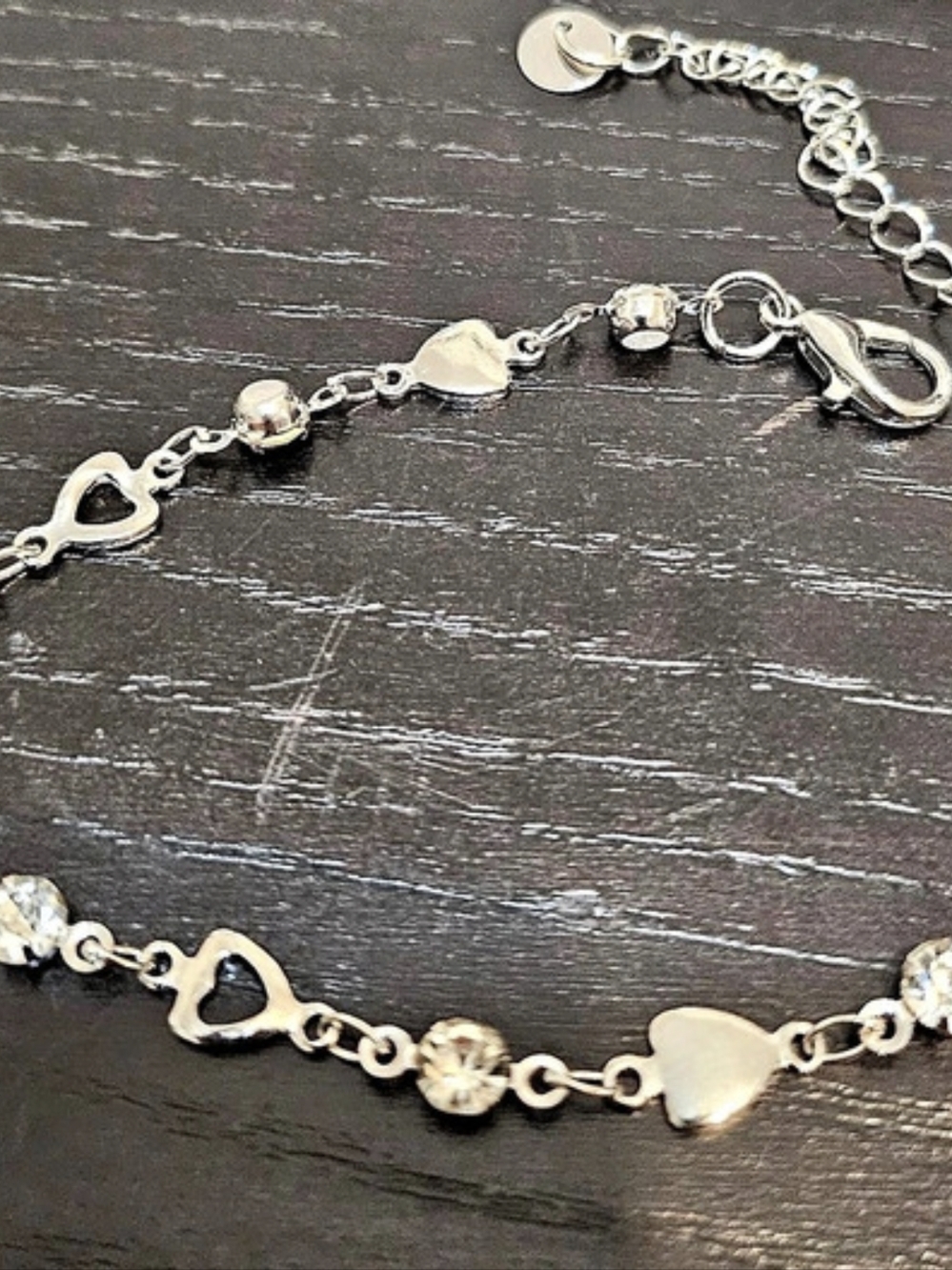 Sterling Silver eart Link Bracelet Like New